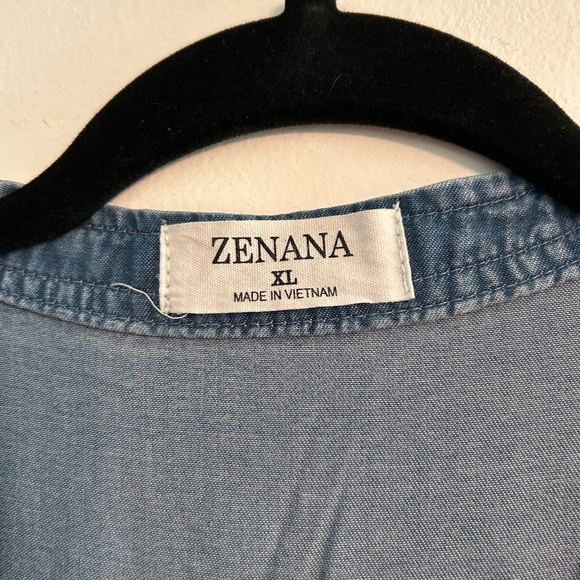 Zenana Chambray Denim style button up shirt XL NWOT - Picture 4 of 5